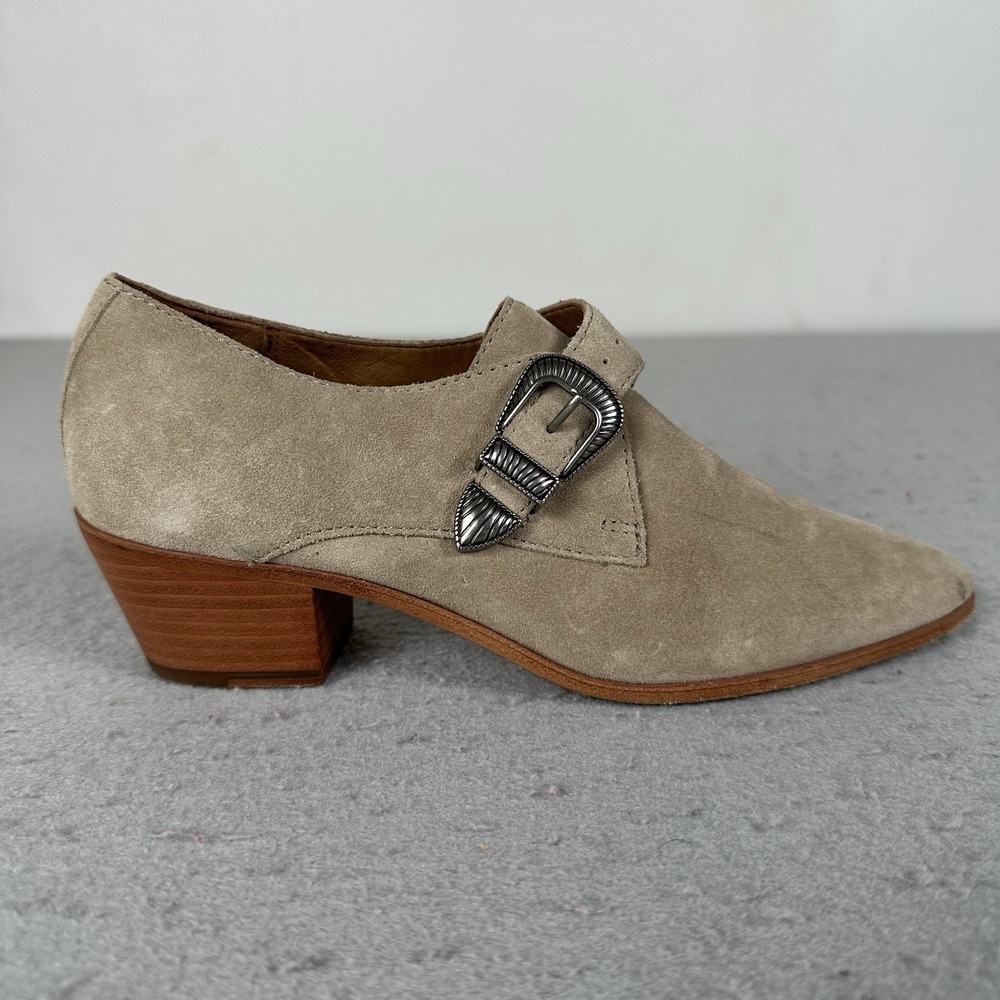 Frye Taupe Suede Buckle Ankle Booties